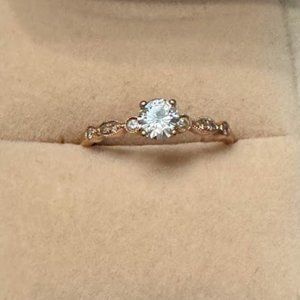 Rose Gold Moissanite Art Deco Engagement Ring Size 8